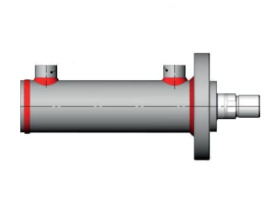 جک هیدرولیک جوشی با فلنج دایره‌ای در ابتدای سیلندر